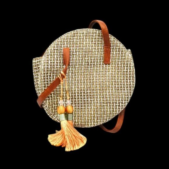 Bohemian Straw Canteen Circle Bag - Picture 5 of 6
